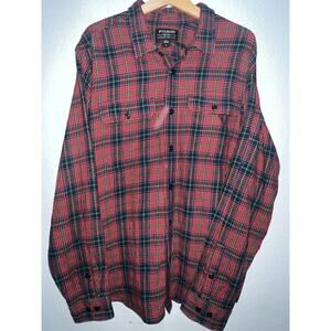 Filson Scout Cotton Flannel Button Shirt Red Green Plaid Men XL